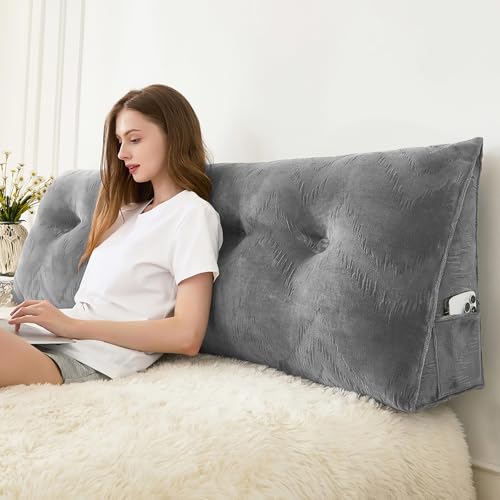 Ergonomic Queen Wedge Headboard Pillow with Removable Cover
