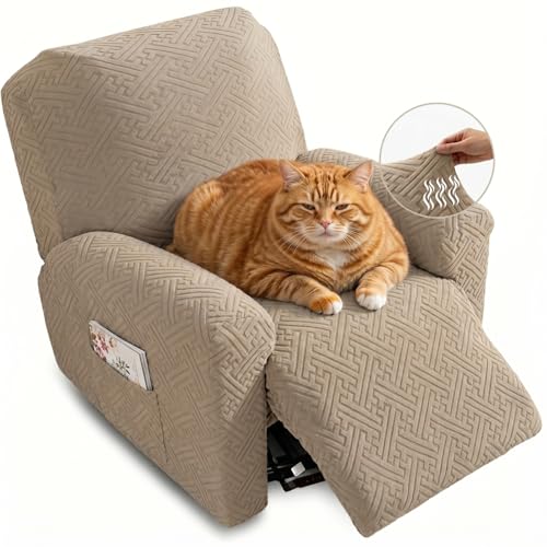 Stretch Recliner Chair Cover with Side Pockets - Washable Slipcover