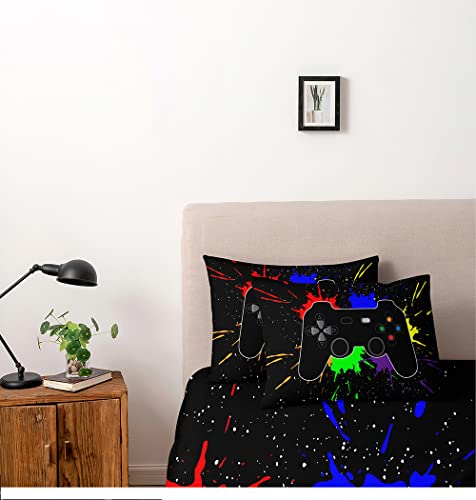 Gamepad Duvet Cover Set - Twin Size Gamer Bedding for Kids and Teens