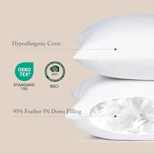 puredown 24x24 Euro Pillow Inserts - Pack of 2 Feather Down Stuffers