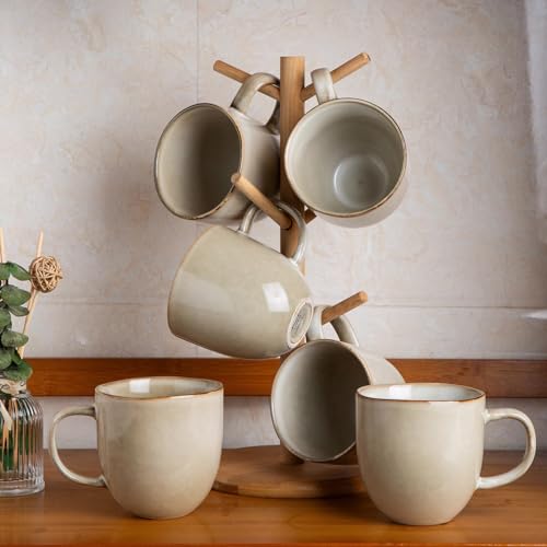 AmorArc 12oz Ceramic Coffee Mug Set of 6 - Cappuccino & Latte Cups, Dishwasher & Microwave Safe