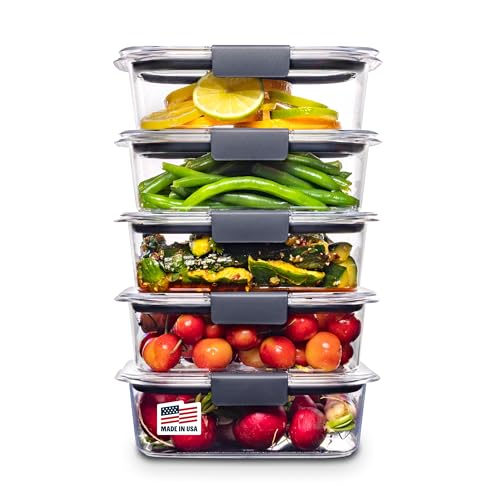Rubbermaid Brilliance Tritan Plastic Food Storage Containers 3.2 Cup Set of 5