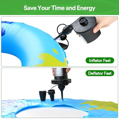 Electric Air Pump for Inflatables - Quick Inflator/Deflator with 3 Nozzles