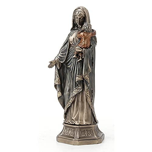 Madonna and Baby Jesus Triptych Nativity Scene Statue - Bronzed Resin