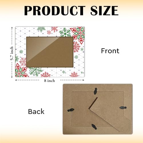 Frinalayoi Red & Green Christmas Photo Frame 4x6 Inch Snowflakes Holiday Decor