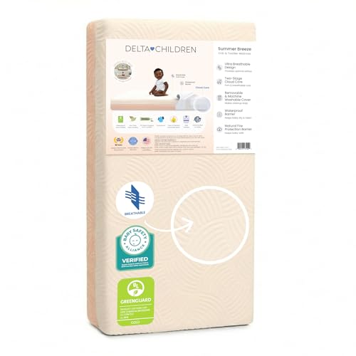 Breathable Baby Crib and Toddler Mattress with Washable Waterproof Cover