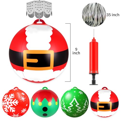 YOTNUS 9-Inch Large Inflatable Christmas Balls, 24 Pcs with Front Porch Holiday Patterns