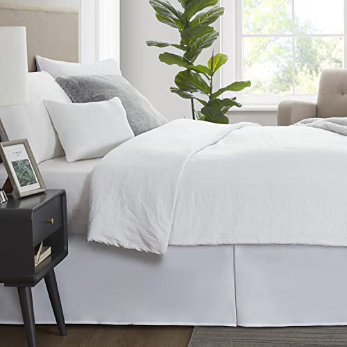 White Queen Bed Skirt with 14 Inch Drop - Tailored Brushed Microfiber