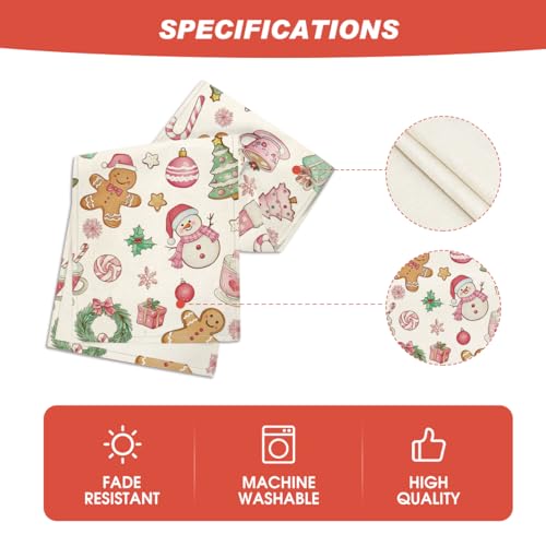 Artoid Mode 13 x 120 Inch Snowman Table Runner - Pink, Christmas Home Decor