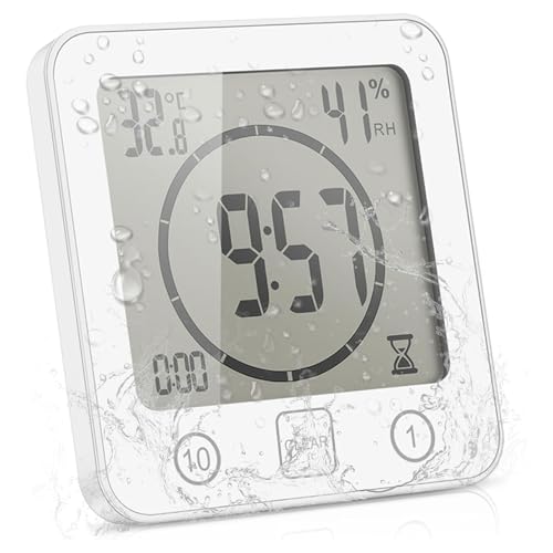 Waterproof Digital Bathroom Shower Clock with 99-Minute Countdown Timer