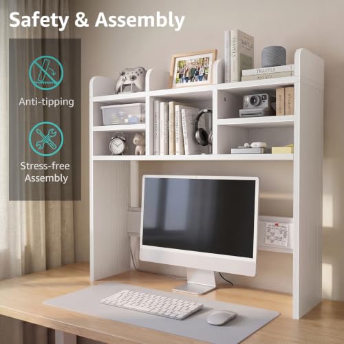 37-Inch Desk Hutch with Felt Pinboard and Cubby Storage for Dorms