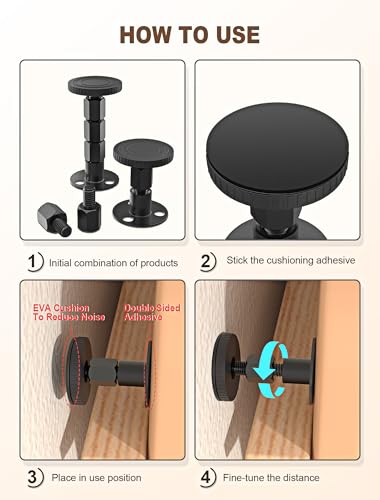 Adjustable Bed Frame Anti-Shake Tool Kit with Wall Pads, 4 Pack (30-105mm)
