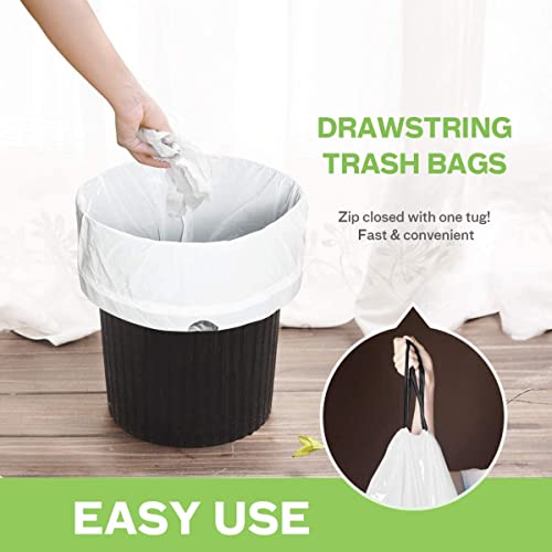 4 Gallon Drawstring Trash Bags - 140 Count Small White Garbage Bin Liners
