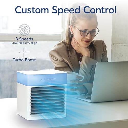 Portable Evaporative Air Cooler with Hydro-Chill Technology & LED Light