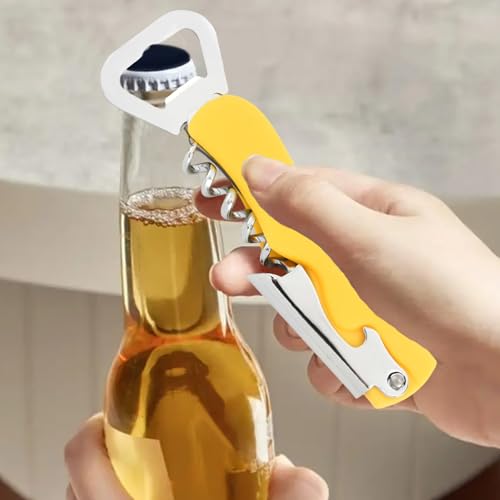 Yellow 2 Pack Stainless Steel 4-in-1 Lever Corkscrew Wine Bottle Opener