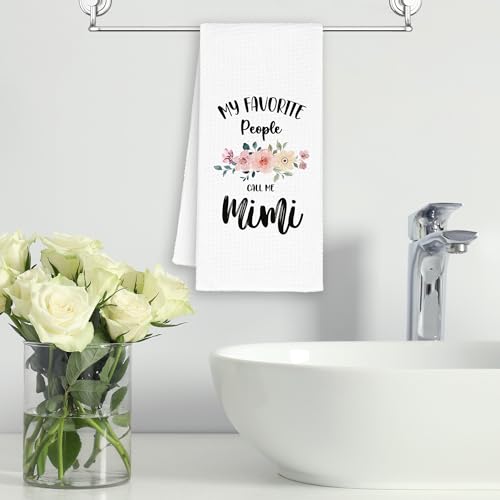 Mimi (Variation: Mimi) Grandma Kitchen Towels 16x24in Floral Hand Towel Gift for Grandma