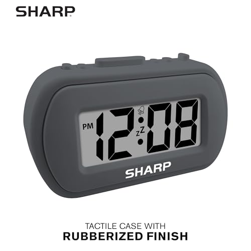Compact Digital Battery Alarm Clock with Backlight & Snooze - Charcoal Black