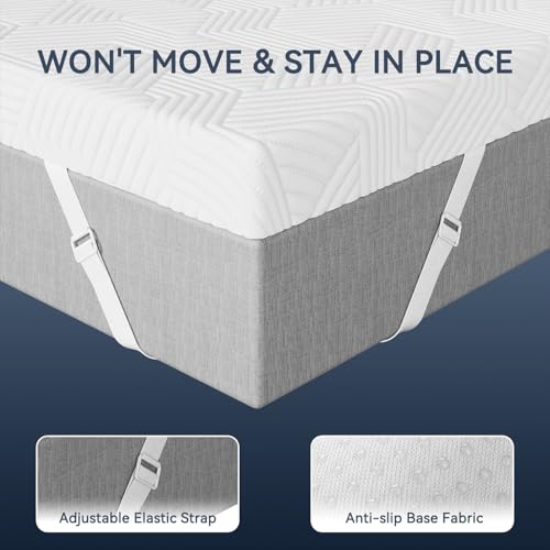 ELEMUSE 3 Inch Twin XL Gel Memory Foam Mattress Topper - Washable Cover