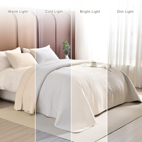 Masaca 3-Piece Oversized King Quilt Set 128"x120" Wheat Lightweight Bedspread