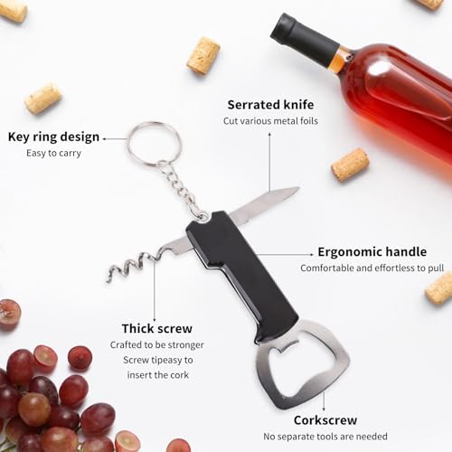 28 Pcs Stainless Steel Wine Bottle Openers with Keychain - Model BUWUSMU