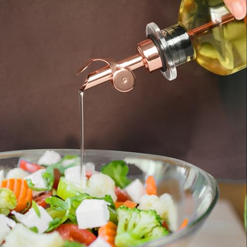 Rose Gold 2 Pack Olive Oil Dispenser Spouts Self-Closing Weighted Leak-Proof Kitchen