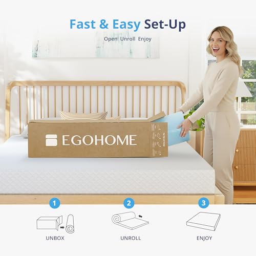 EGOHOME 2 Inch Queen Memory Foam Mattress Topper - Cooling Gel Infused