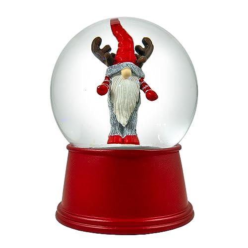 San Francisco Music Box Reindeer Gnome Snow Globe – 5in Mini Water Globe