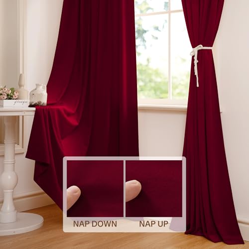 StangH Autumn Series Red Velvet Curtains 42W x 84L, Pack of 2, 2 Panels