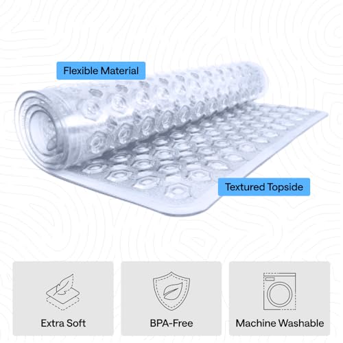 Gorilla Grip Patented Bath Tub Shower Mat 35x16 Inch Clear Non-Slip