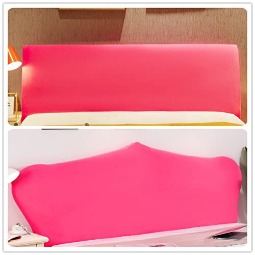 Velvet Bed Headboard Cover - Stretch Dustproof Protector for Full/Queen/Cal King - Pink