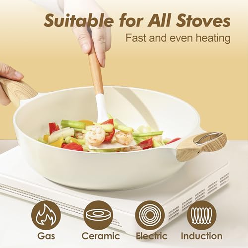 14-Piece Non-Toxic Ceramic Cookware Set - Induction Pots and Pans