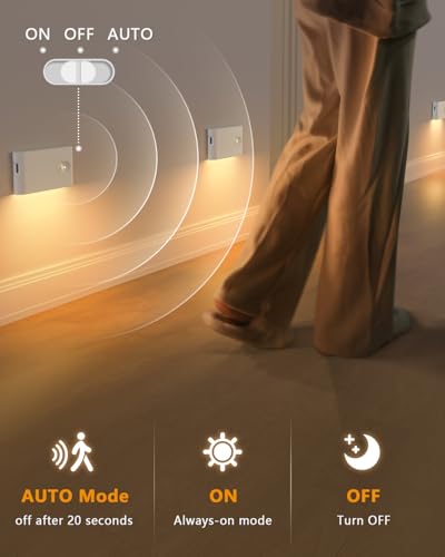 Rechargeable Motion Sensor LED Stair Lights - Warm White Night Light (4-Pack)