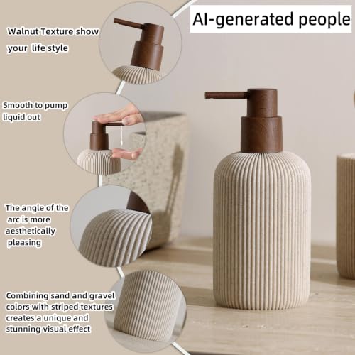 5-Piece Bathroom Accessory Set, Sandstone-Look Resin Bath Organizer