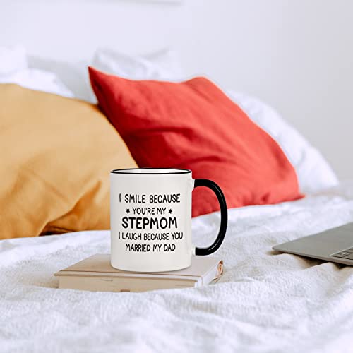 Maustic I Smile Because You Are My Stepmom 11 Oz White Coffee Mug - Gift from Daughter/Son