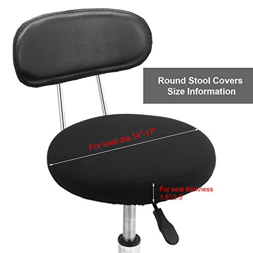 Washable Round Bar Stool Covers - Elastic Slipcovers for 14-17 Inch Chairs (Black, 4 Pieces)