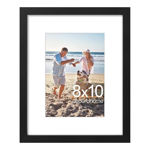 8x10 Black Picture Frame with 5x7 Mat - Wall & Tabletop Photo Frame