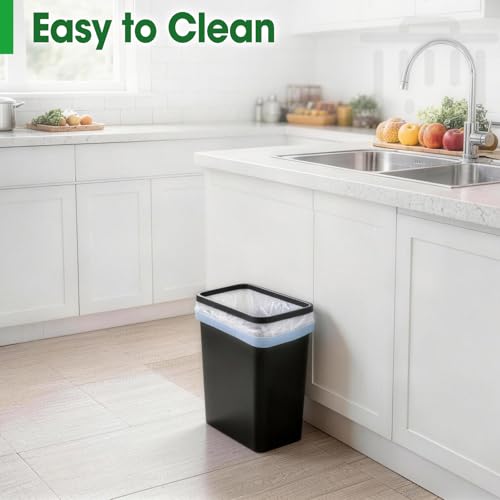 5-Pack 3.5 Gallon Small Plastic Trash Cans with Snap Ring for Bathroom
