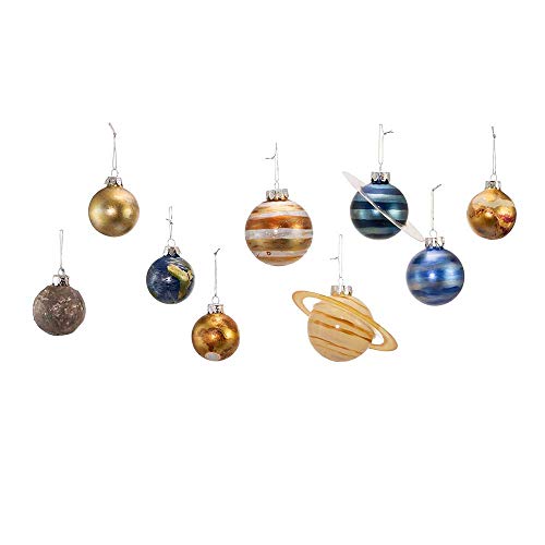 Solar System Ornaments 9-Piece Christmas Tree Decor Set - Glass Planets