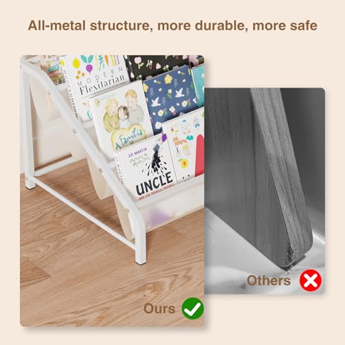 4-Tier Kids Bookshelf & Organizer, Montessori Front-Facing Display Stand