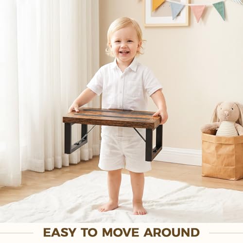 One Step Stool for Adults and Toddlers, Non-Slip Wooden Kitchen Foot Stool