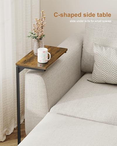 C-Shaped End Table, 28.7-Inch Tall Slim Sofa Side Table for Small Spaces