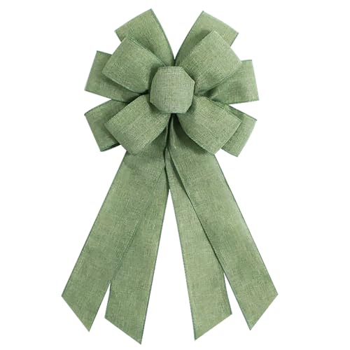 Sage Green Burlap Wreath Bow - 20x11 Large Farmhouse Ribbon Bow
