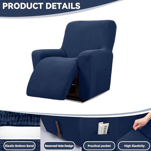 Recliner Chair Cover, Stretch Furniture Protector for Pets & Kids - Navy