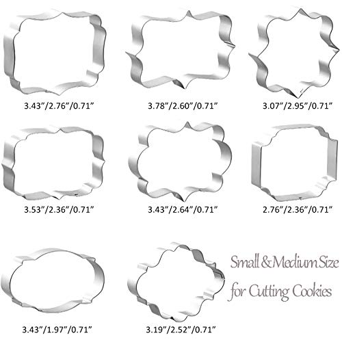 8 Pack Stainless Steel Plaque Frame Cookie Cutters for Baking & Decorating
