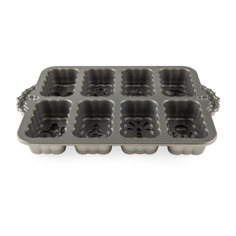 Nordic Ware Holiday Mini Loaves Pan – 6-Cup Cast Aluminum, 8 Detailed Holiday Loaves