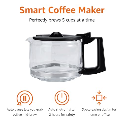 5-Cup Drip Coffee Maker with Glass Carafe & Auto Shut-Off, Matte Black