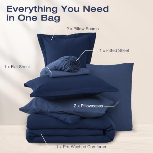 7-Piece Queen Comforter Set - Pre-Washed All-Season Bed in a Bag Bedding