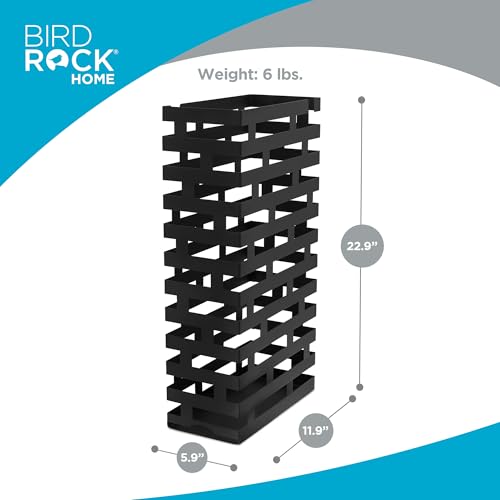 Decorative Metal Umbrella Stand with Removable Tray - Black Entryway Rack