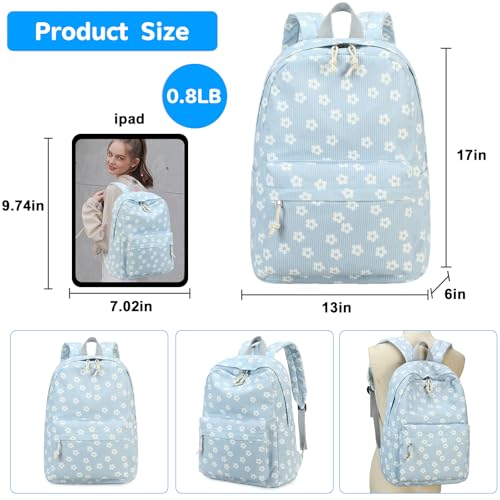 Corduroy Laptop Backpack for Teen Girls & Women - School Travel Daypack