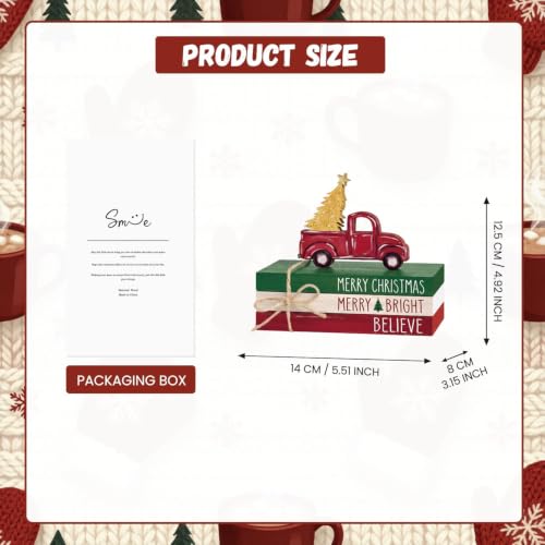 Christmas Faux Books Bundle - Wooden Decor Set with Truck Variation